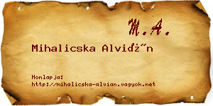 Mihalicska Alvián névjegykártya